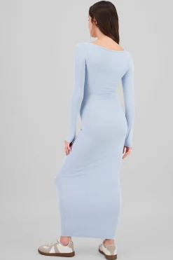 Shasa Solid Long Sleeve Maxi Dress