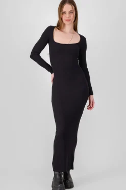 Shasa Solid Long Sleeve Maxi Dress