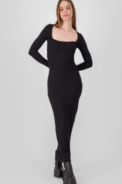 Shasa Solid Long Sleeve Maxi Dress