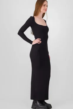 Shasa Solid Long Sleeve Maxi Dress