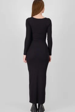 Shasa Solid Long Sleeve Maxi Dress