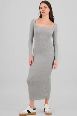 Shasa Solid Long Sleeve Maxi Dress