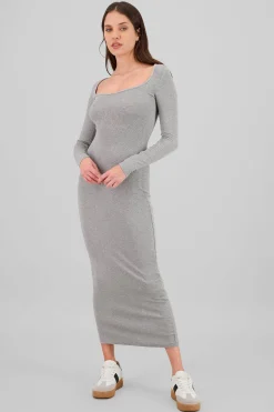 Shasa Solid Long Sleeve Maxi Dress