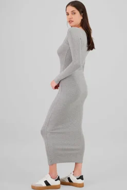 Shasa Solid Long Sleeve Maxi Dress