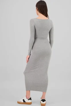 Shasa Solid Long Sleeve Maxi Dress