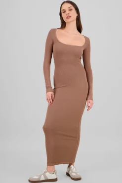 Shasa Solid Long Sleeve Maxi Dress