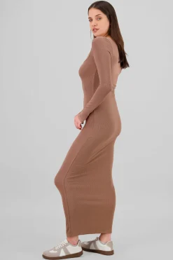 Shasa Solid Long Sleeve Maxi Dress