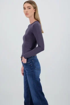 Shasa Solid Long Sleeve Round Neck Top