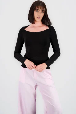 Shasa Solid Long Sleeve Top