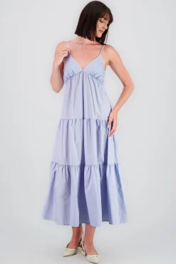 Shasa Solid Maxi Dress with Neckline