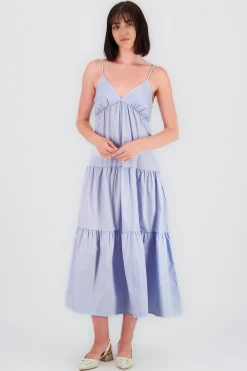 Shasa Solid Maxi Dress with Neckline