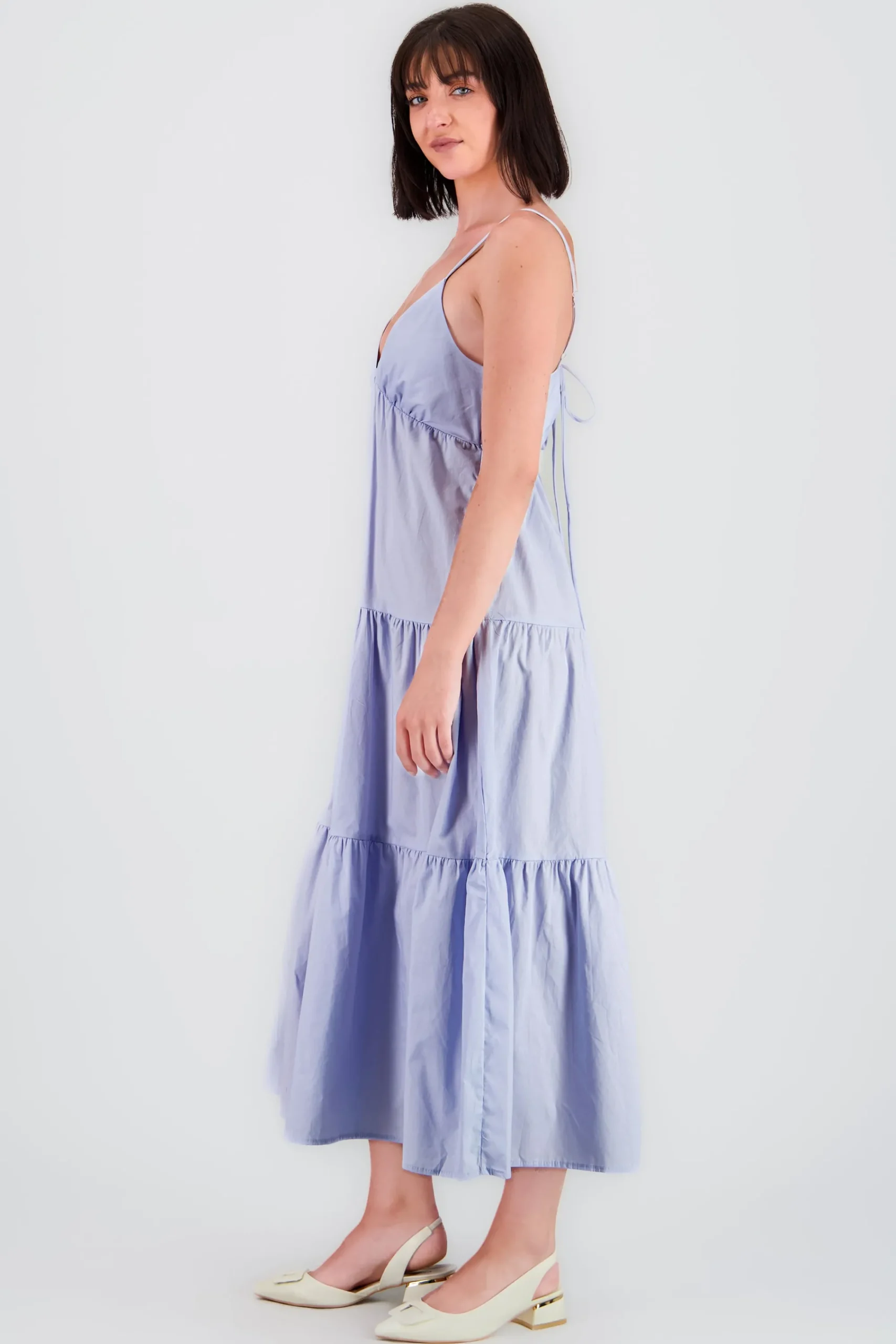 Shasa Solid Maxi Dress with Neckline