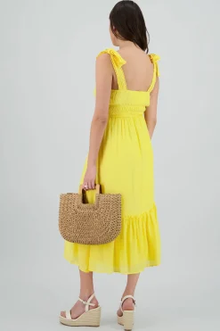 Shasa Solid Maxi Dress with Straps and Bow