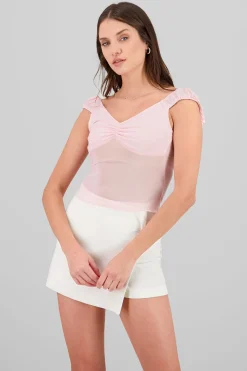 Shasa Solid Mesh Top
