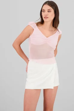 Shasa Solid Mesh Top