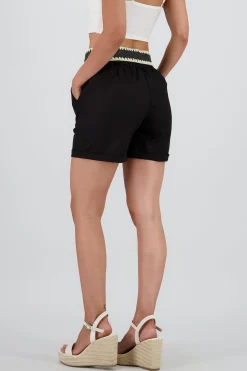 Shasa Solid Mini Shorts with Belt Detail
