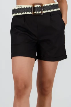 Shasa Solid Mini Shorts with Belt Detail