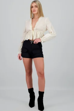 Shasa Solid Mini Shorts with Pockets