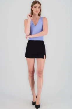 Shasa Solid Mini Skirt with Slit