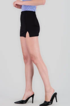 Shasa Solid Mini Skirt with Slit