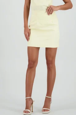 Shasa Solid Mini Skirt with Waistband Detail