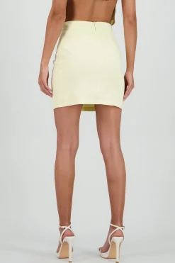 Shasa Solid Mini Skirt with Waistband Detail