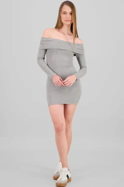 Shasa Solid Off Shoulder Dress