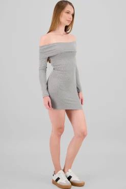 Shasa Solid Off Shoulder Dress