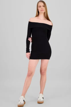 Shasa Solid Off Shoulder Dress