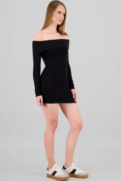 Shasa Solid Off Shoulder Dress