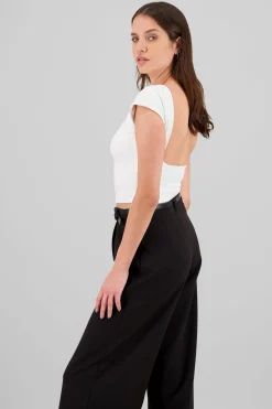 Shasa Solid Open Back Top