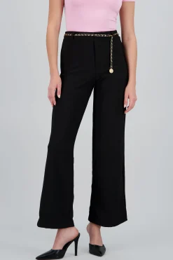 Shasa Solid Pants with Chain Belt