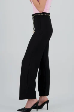 Shasa Solid Pants with Chain Belt