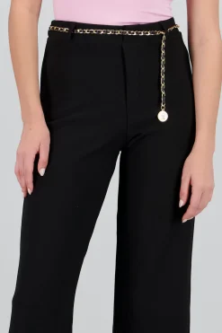 Shasa Solid Pants with Chain Belt