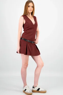Shasa Solid Pleated Dress
