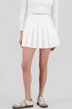 Shasa Solid Pleated Mini Skirt