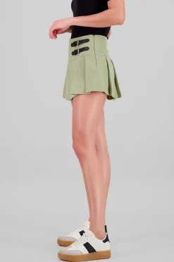 Shasa Solid Pleated Mini Skirt