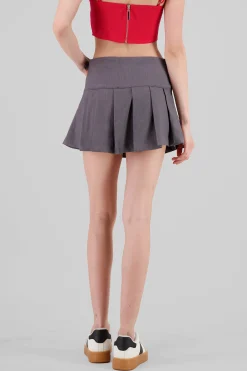 Shasa Solid Pleated Mini Skirt