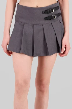 Shasa Solid Pleated Mini Skirt
