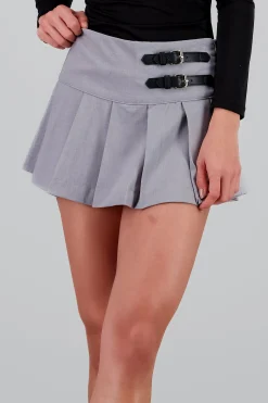 Shasa Solid Pleated Mini Skirt
