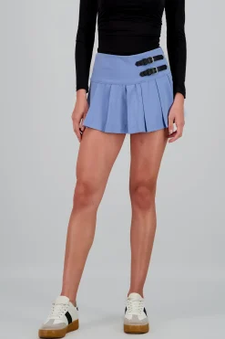 Shasa Solid Pleated Mini Skirt