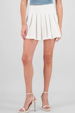 Shasa Solid Pleated Mini Skirt