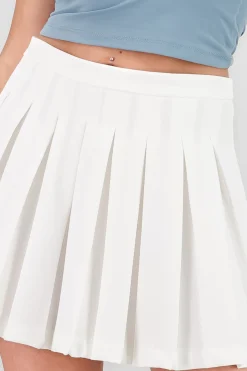 Shasa Solid Pleated Mini Skirt
