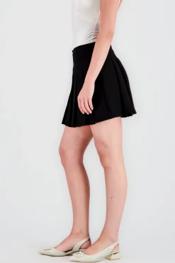 Shasa Solid Pleated Mini Skirt