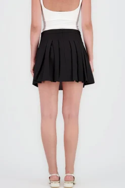 Shasa Solid Pleated Mini Skirt