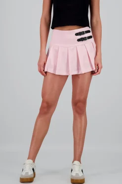 Shasa Solid Pleated Mini Skirt