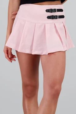 Shasa Solid Pleated Mini Skirt