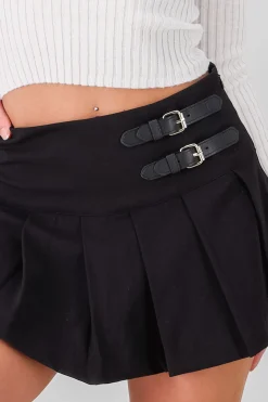 Shasa Solid Pleated Mini Skirt