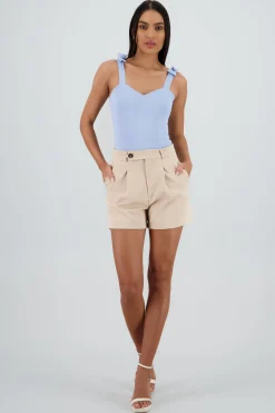 Shasa Solid Pleated Shorts