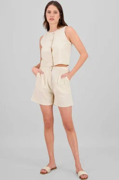 Shasa Solid Pleated Shorts